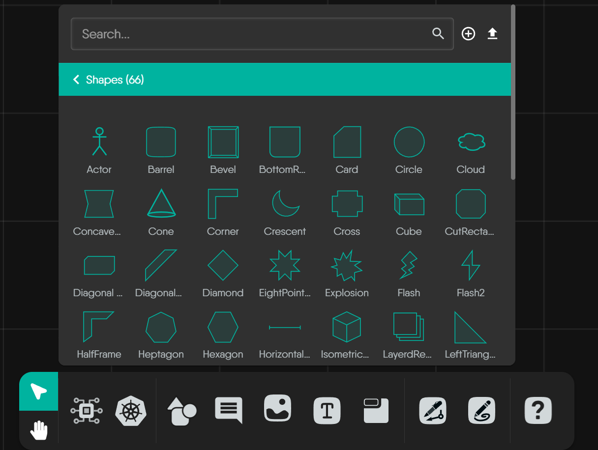Generic shapes palette in Meshery