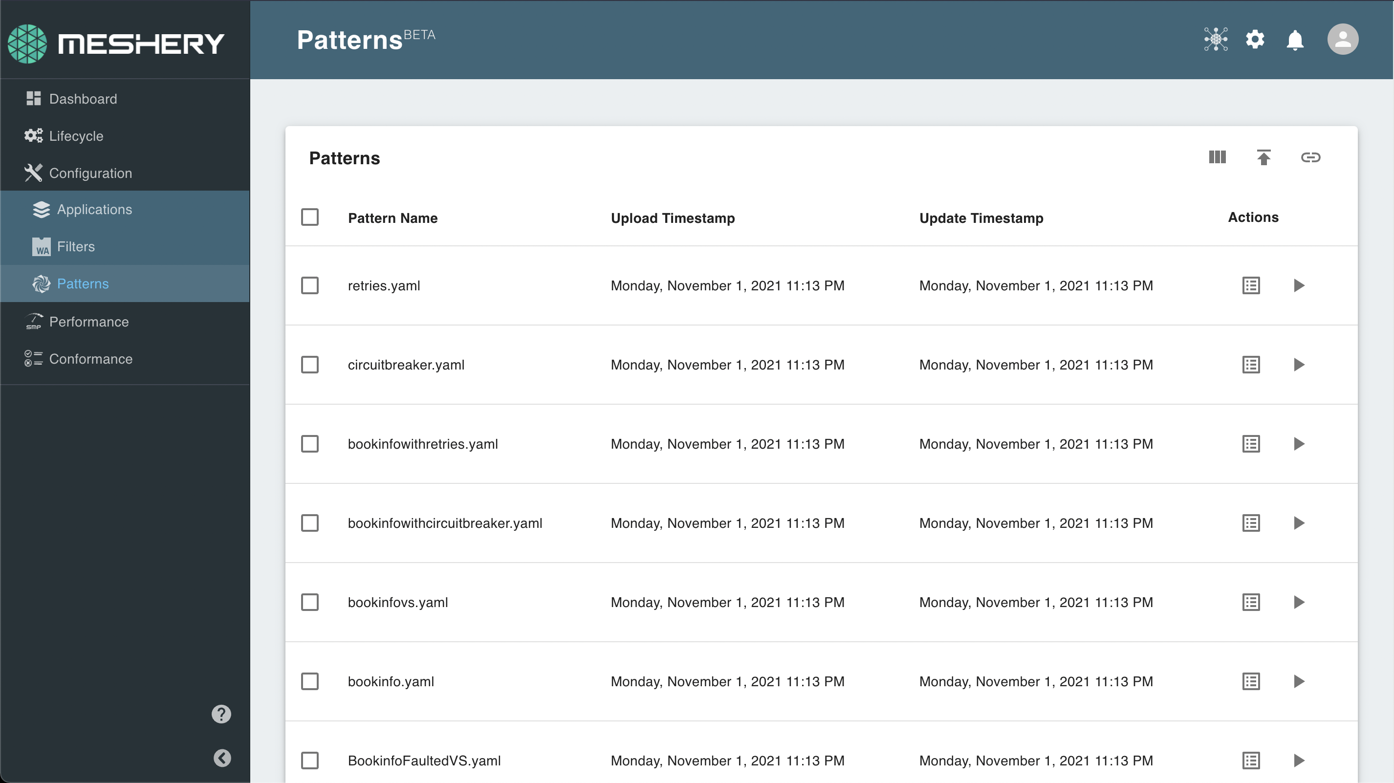 Seed designs in Meshery UI